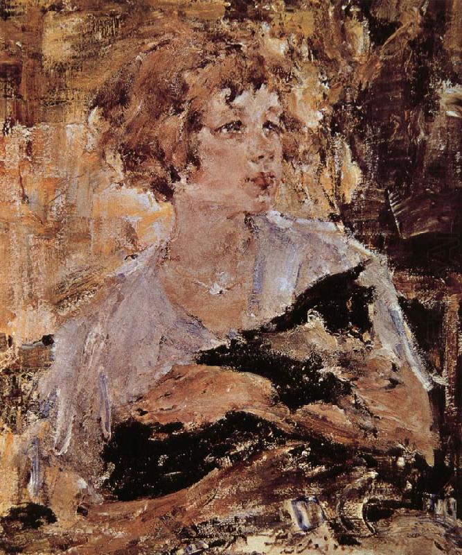 Nikolay Fechin Lady with cat china oil painting image